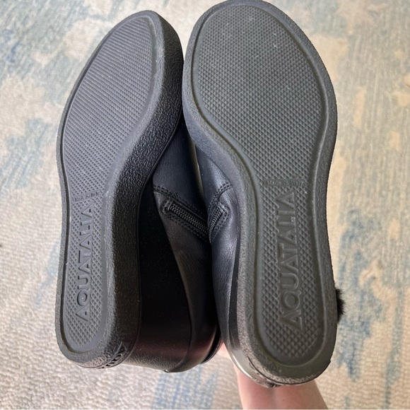 AQUATALIA LEATHER CAMERON FUR TRIM WEDGE BOOTIES SIZE 9 EUC - Picture 11 of 13